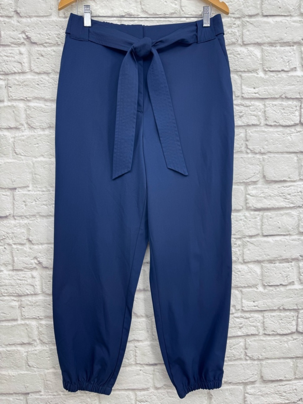 The Limited Tie Waist Jogger Pants Size 10 Blue Workwear Minimalist Chic Career